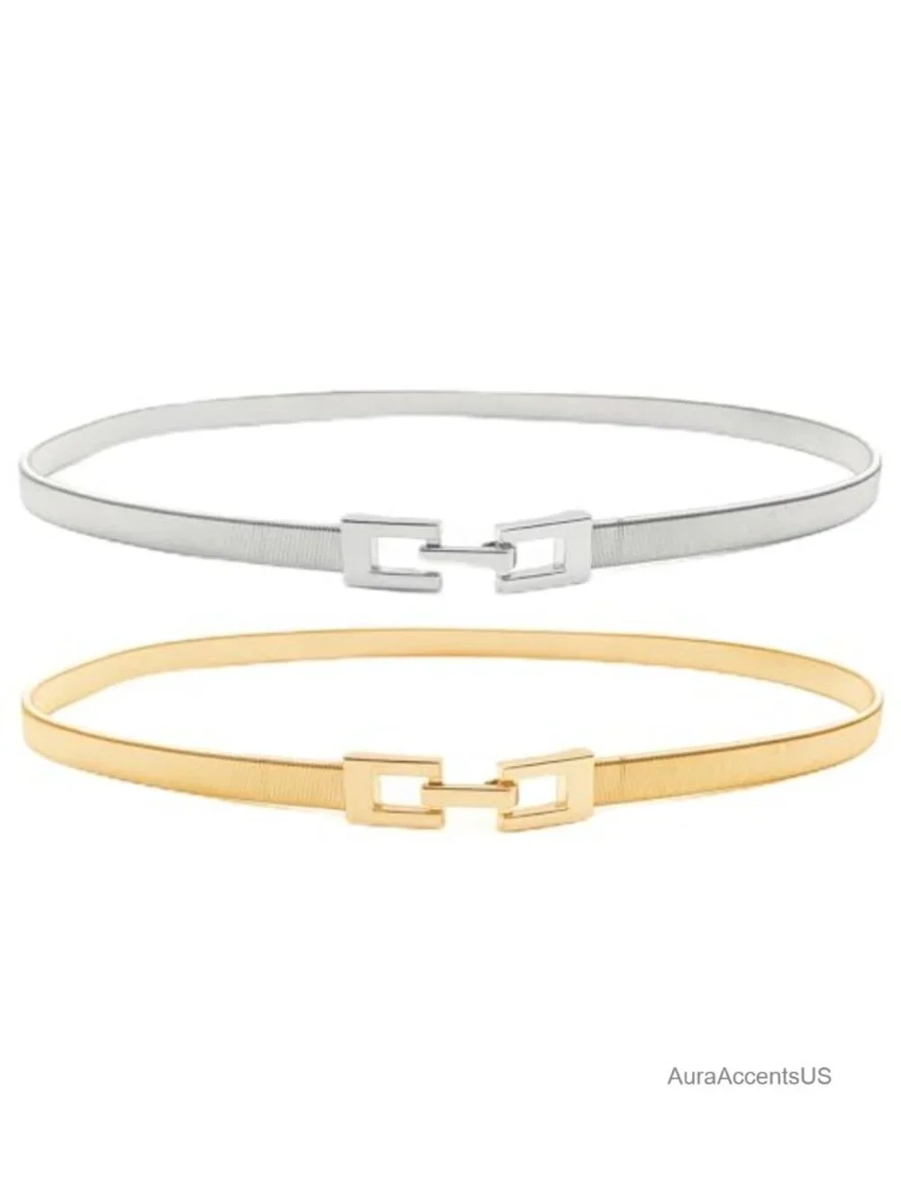 Elastic Metal Stretch Chain Belt, Skinny Waist Belt for Dress